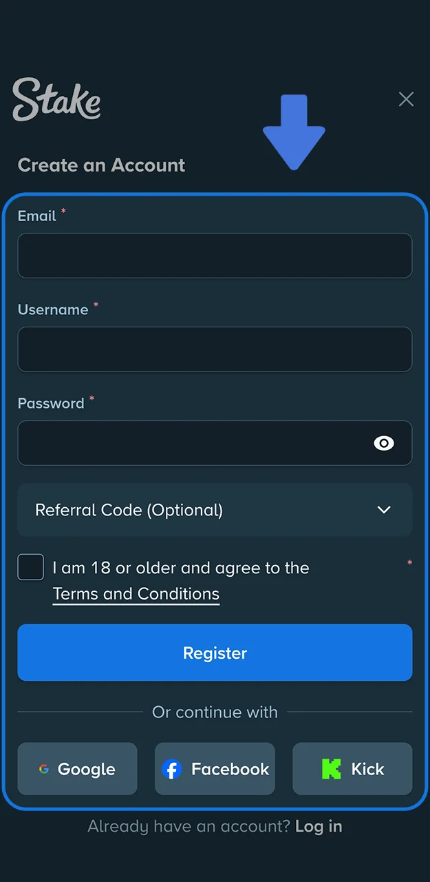 Please take a look at the registration form on the Stake website.